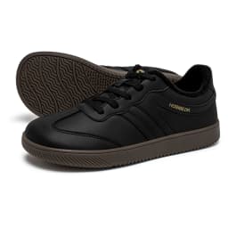 HOBIBEAR Wide Toe Shoes Unisex Artificial Leather Faux Fur Lined Sneakers Casual Retro Lace Up Shoes for Women Men