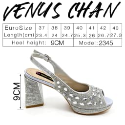2026 INS Italian Design Silver Rhinestone Peep Toe Women's Bigger Size High Heels Matching Bag Set Ideal for Parties & Weddings