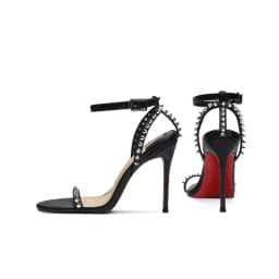 2025 New High Heel Sandals with Nail Straps Black Versatile Fashion Women Shoes