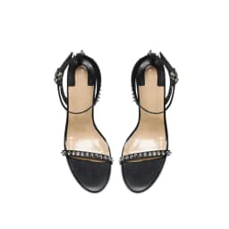 2025 New High Heel Sandals with Nail Straps Black Versatile Fashion Women Shoes