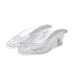 New Fish Mouth Wrinkled Thick Heels Cool Slippers for Outerwear Fashion Casual Crystal Jelly Sandals for Women