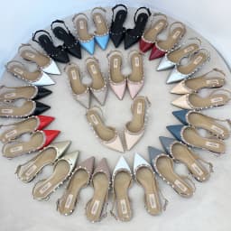 Summer Women Sandals luxury women's shoes 2026 New Leather Brand Rivets Shoes Pointed Toe Thin Flat Slippers Solid Casual Outdoo