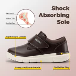 Fitville Extra Wide Men'S Shoes Leather Diabetic Walking Shoes For Elder Orthopedic Toes Swollen Feet Non-Slip With Arch Support
