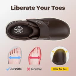 Fitville Extra Wide Men'S Shoes Leather Diabetic Walking Shoes For Elder Orthopedic Toes Swollen Feet Non-Slip With Arch Support