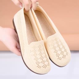 Women's Summer New Mesh Shoes with Soft Sole and Shallow Mouth, Lazy Casual Shoes, Breathable Mesh Fabric, Mother's Shoes