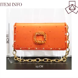 Elegant Itlian Desing Women's Heel Party Shoe and Bag Set Chic Orange Rhinestone Peep-Toe High Heel Sandals Perfect for Weddings