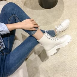 AIYUQI Women's Ankle Boots Genuine Leather Autumn Lace-up Motorcycle Boots Ladies British Style Women's Ankle Boots WHSLE MTO