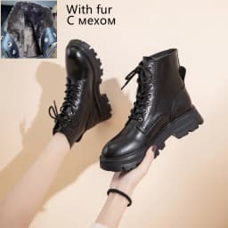 AIYUQI Women's Ankle Boots Genuine Leather Autumn Lace-up Motorcycle Boots Ladies British Style Women's Ankle Boots WHSLE MTO