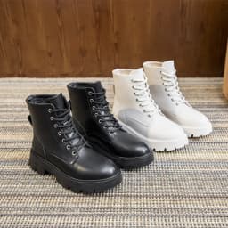 AIYUQI Women's Ankle Boots Genuine Leather Autumn Lace-up Motorcycle Boots Ladies British Style Women's Ankle Boots WHSLE MTO
