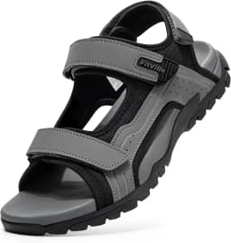 FitVille Mens Athletic Sandal Wide Toe Box Walking Sandals For Men With Arch Support Cushion Slip-Resistant Beach Sandals