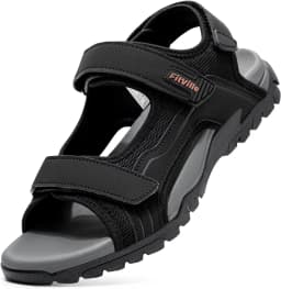 FitVille Mens Athletic Sandal Wide Toe Box Walking Sandals For Men With Arch Support Cushion Slip-Resistant Beach Sandals
