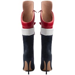 Women's red lace up canvas high boots pointy toe high heels plus size 46 47 denim luxury designer paerty good quality shoes