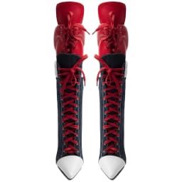 Women's red lace up canvas high boots pointy toe high heels plus size 46 47 denim luxury designer paerty good quality shoes