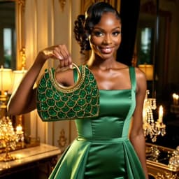 2026 INS Italian Design Elegant Green Rhinestone Pointed Toe High Heels & Handbag Set - Ideal for Weddings and Special Occasions