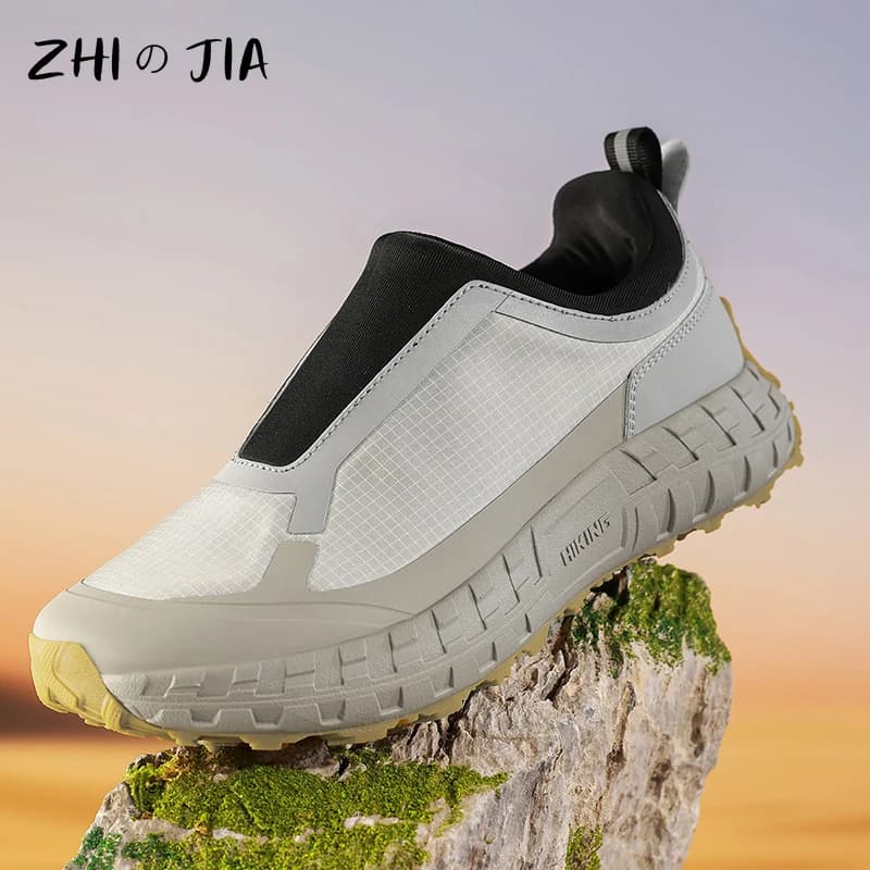 Outdoor Slip On Off-road Running Shoes mountaineering Hiking Shoes Men's Autumn Winter Thick Soled Fashionable Sneaker