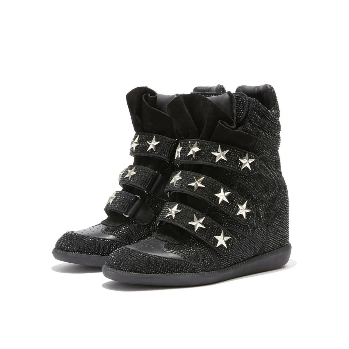 Beige Color Block Hidden Wedge Heel High Top Sneakers, Multi Velcro Straps Patchwork Suede Casual Platform Ankle Boots For Women