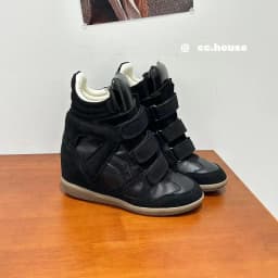 Beige Color Block Hidden Wedge Heel High Top Sneakers, Multi Velcro Straps Patchwork Suede Casual Platform Ankle Boots For Women