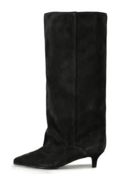 Women's Spring and Autumn New Cat Heel Wide Knee Knee Boots Fashion Pointed Women's Low Heel Mid Heeled Boots