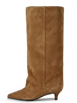Women's Spring and Autumn New Cat Heel Wide Knee Knee Boots Fashion Pointed Women's Low Heel Mid Heeled Boots
