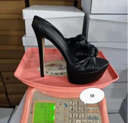Size 47 Black Matte Leather Bow Knot Open Toe Platform High Heel Mules Shallow Slip on Stiletto Thin Heels Modern Slippers Shoes
