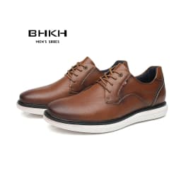 BHKH 2026 Genuine Leather Dress Shoes Comfy Men Casual Shoes Smart Business Work Office Lace-up Men Shoes