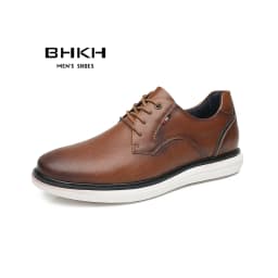 BHKH 2026 Genuine Leather Dress Shoes Comfy Men Casual Shoes Smart Business Work Office Lace-up Men Shoes