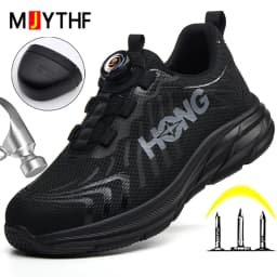Fashion Work Safety Shoes Men Rotating Button Work Sneakers Steel Toe Shoes Puncture-Proof Protection Shoes Security Boots Men