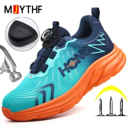 Fashion Work Safety Shoes Men Rotating Button Work Sneakers Steel Toe Shoes Puncture-Proof Protection Shoes Security Boots Men