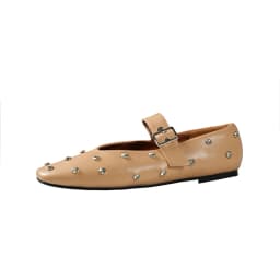 Meotina Women Genuine Leather Mary Janes Round Toe Flats Buckle Crystal Concise Glove Shoes Ladies Fashion Shoes Spring Autumn