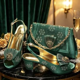 2026 New Nigerian Bigger Size Women Heel Party Shoes and Bag Set Orange Colour Rhinestone Handbag Italian Design Wedding