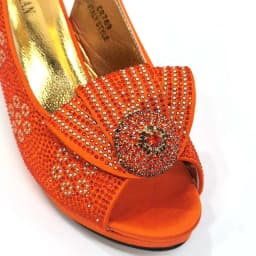 2026 New Nigerian Bigger Size Women Heel Party Shoes and Bag Set Orange Colour Rhinestone Handbag Italian Design Wedding