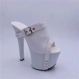 Women's Platform Shoes 17cm Ultra High Heels Slippers Shoes 7 Inch Hand Made High Heel Shoes White