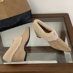 Elegant Women Pumps Thick Low Heel 2026 Winter Warm Fur Shoes New Fashion Ladies Shoes For Party Dress Pumps Pointed To Footwear