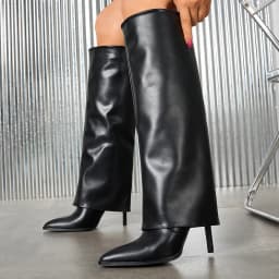 Eilyken Autumn Winter Pointed Toe Woman Knee-High Boots Designer Splicing Thin High Heels Stripper Party Shoes