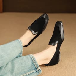 2026 New Trend Spring Genuine Cow Leather Loafers Women Brown Black Shoes Square Toe Retro Low Block Heels Office Ladies