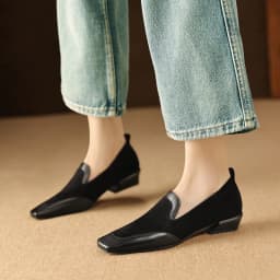 2026 New Trend Spring Genuine Cow Leather Loafers Women Brown Black Shoes Square Toe Retro Low Block Heels Office Ladies