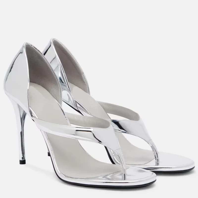 Shiny Patent Leather Cover Heels Flip Toe Sandals Sexy Pointed Toe Thin Heel Suede Custaomized New Arrivals Fashion Women Modern