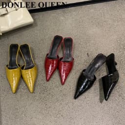 2026 Woman Slippers Pointed Toe Outside Dress Sandals Slides Mules Low Heel Shoes For Women Comfortable Luxury Korea Style Pumps