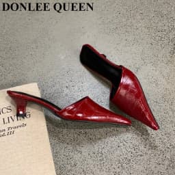 2026 Woman Slippers Pointed Toe Outside Dress Sandals Slides Mules Low Heel Shoes For Women Comfortable Luxury Korea Style Pumps