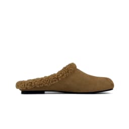 2027 Autumn Winter New Arrival Cow Suede Upper Warm Faux Shearling Lining Mango‑Toe Slip‑on Women's Home Mule Cotton Slippers