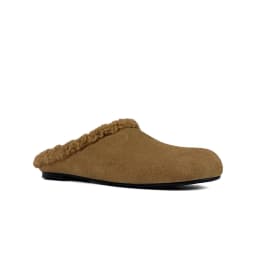 2027 Autumn Winter New Arrival Cow Suede Upper Warm Faux Shearling Lining Mango‑Toe Slip‑on Women's Home Mule Cotton Slippers