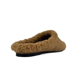 2027 Autumn Winter New Arrival Cow Suede Upper Warm Faux Shearling Lining Mango‑Toe Slip‑on Women's Home Mule Cotton Slippers