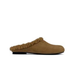 2027 Autumn Winter New Arrival Cow Suede Upper Warm Faux Shearling Lining Mango‑Toe Slip‑on Women's Home Mule Cotton Slippers