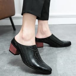 Summer New British Style Men Mules Slipper Ceremonial heightening Shoes Hombre Daily Dress Casual Pointed Designer Leather Shoes