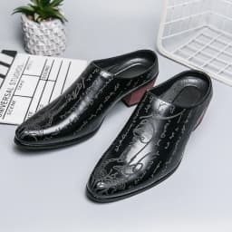 Summer New British Style Men Mules Slipper Ceremonial heightening Shoes Hombre Daily Dress Casual Pointed Designer Leather Shoes