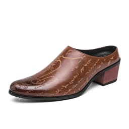 Summer New British Style Men Mules Slipper Ceremonial heightening Shoes Hombre Daily Dress Casual Pointed Designer Leather Shoes
