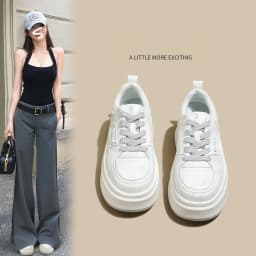 FOXER 2026 Spring Summer Women's Platform Sneakers Thick Sole Casual Female White Shoes Fashion Sport Shoes
