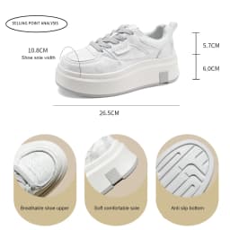 FOXER 2026 Spring Summer Women's Platform Sneakers Thick Sole Casual Female White Shoes Fashion Sport Shoes
