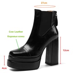 MILI-MIYA Fashion Platform Women Full Genuine Leather Ankle Boots Super High Thick Heels Solid Color Zippers Handmade For Ladies
