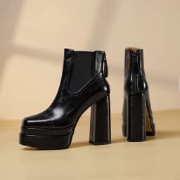MILI-MIYA Fashion Platform Women Full Genuine Leather Ankle Boots Super High Thick Heels Solid Color Zippers Handmade For Ladies